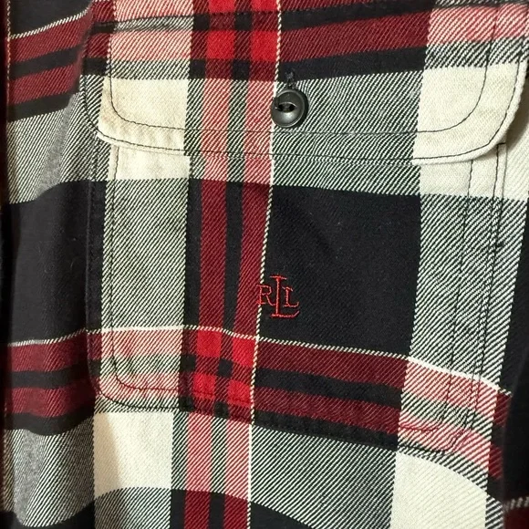 Lauren Ralph Lauren Red Black Checkered Button Down Country Shirt Preppy Holiday - Picture 5 of 8